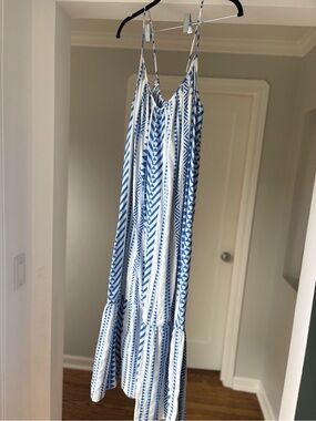 Velvet by Graham & Spencer Blue and White Printed Swim Coverup Maxi Dress
